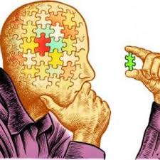 A picture of a man fixing his puzzle brain