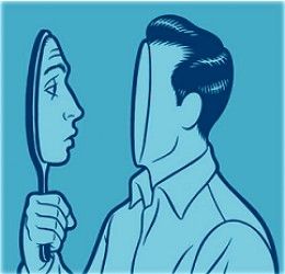 A guy look at himself from a mirror